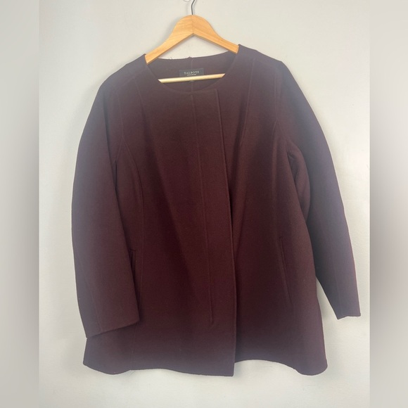 Talbots Burgundy Purple Boiled Wool Zip Blazer Jacket size 1X petite - Picture 1 of 7